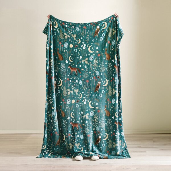Зелено одеяло от микроплюш 130x170 cm Enchanted Twilight Animals – Catherine Lansfield