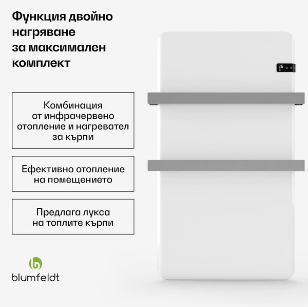 Blumfeldt Интелигентен инфрачервен отоплител, инфрачервен нагревател, нагревател за кърпи, 500 W, IP24