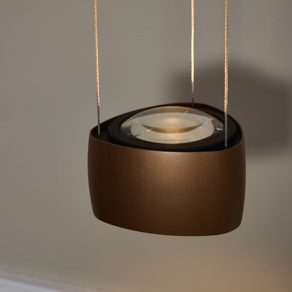 LOOM DESIGN LED висяща лампа „Air“, карамеленокафява, 13 см, алуминий, Затъмняване, Кафяв / ръждив, Дневна/трапезария, Алуминий, Модерен