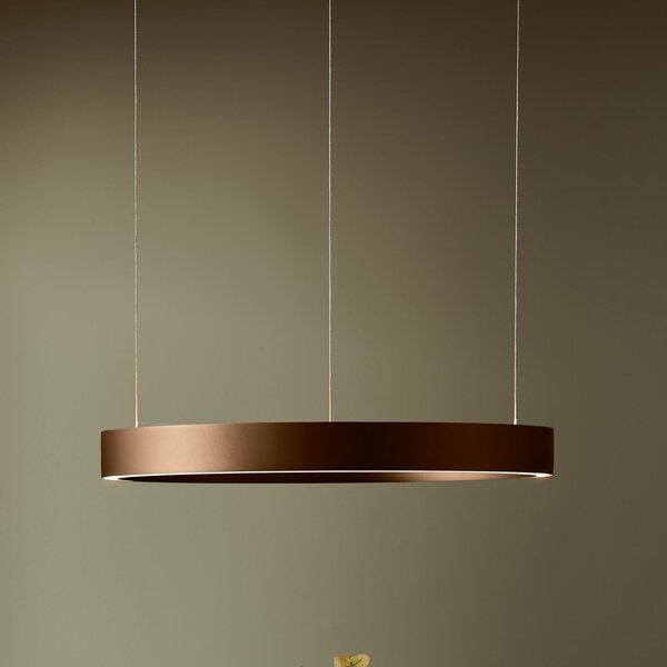 LOOM DESIGN LED висяща лампа „Velora“ в карамеленокафяво, Ø60 см, с регулиране, Затъмняване, Кафяв / ръждив, Дневна/трапезария, Алуминий, Модерен