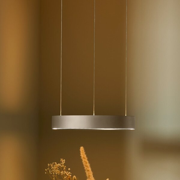 LOOM DESIGN LED висяща лампа „Velora“, крем, Ø 40 см, с регулиране на яркостта, Затъмняване, Бежов, Дневна/трапезария, Алуминий, Модерен