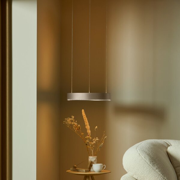 LOOM DESIGN LED висяща лампа „Velora“, крем, Ø 40 см, с регулиране на яркостта, Затъмняване, Бежов, Дневна/трапезария, Алуминий, Модерен