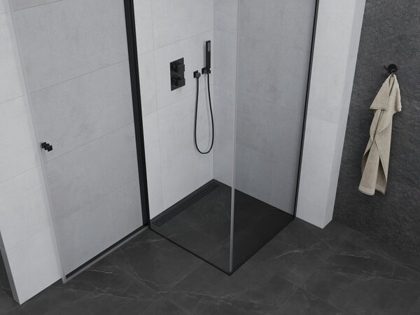 Mexen Pretoria люлееща се душ кабина 90 x 90 см, прозрачна, черна - 852-090-090-70-00
