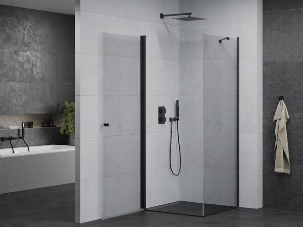 Mexen Pretoria люлееща се душ кабина 90 x 90 см, прозрачна, черна - 852-090-090-70-00