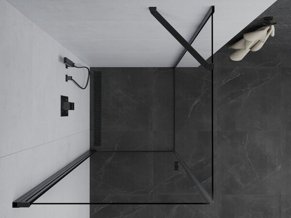 Mexen Pretoria люлееща се душ кабина 90 x 90 см, прозрачна, черна - 852-090-090-70-00