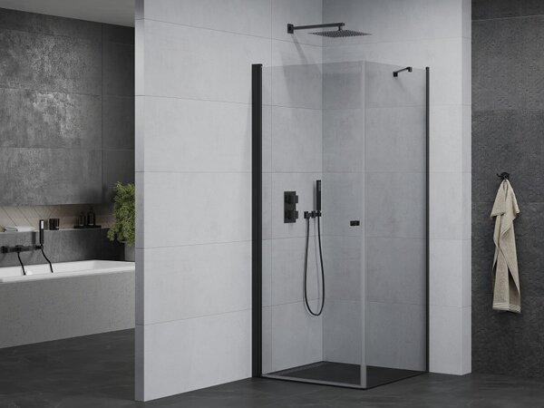Mexen Pretoria люлееща се душ кабина 90 x 90 см, прозрачна, черна - 852-090-090-70-00