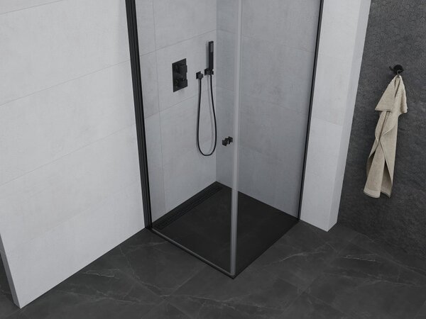 Mexen Pretoria люлееща се душ кабина 90 x 90 см, прозрачна, черна - 852-090-090-70-00