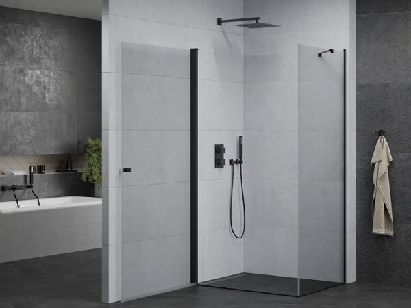 Mexen Pretoria люлееща се душ кабина 70 x 80 см, прозрачна, черна - 852-070-080-70-00