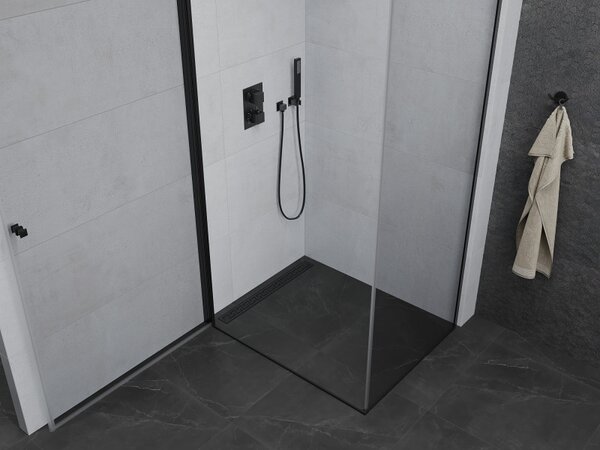 Mexen Pretoria люлееща се душ кабина 70 x 80 см, прозрачна, черна - 852-070-080-70-00