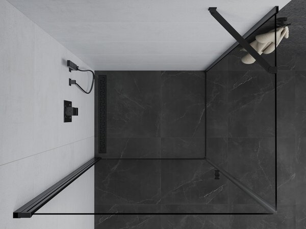 Mexen Pretoria люлееща се душ кабина 70 x 80 см, прозрачна, черна - 852-070-080-70-00