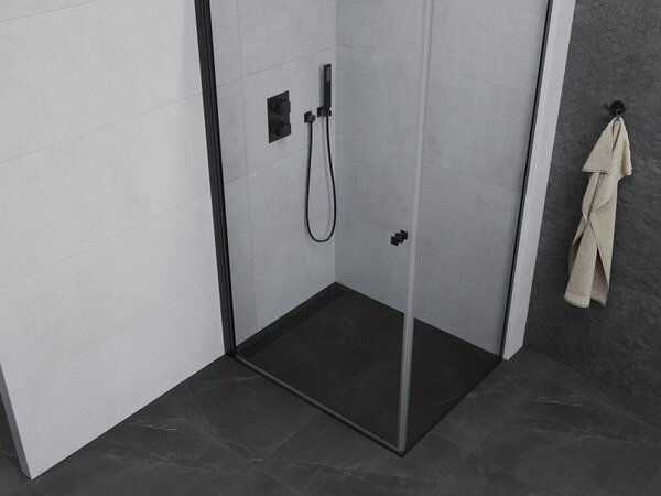 Mexen Pretoria люлееща се душ кабина 70 x 80 см, прозрачна, черна - 852-070-080-70-00