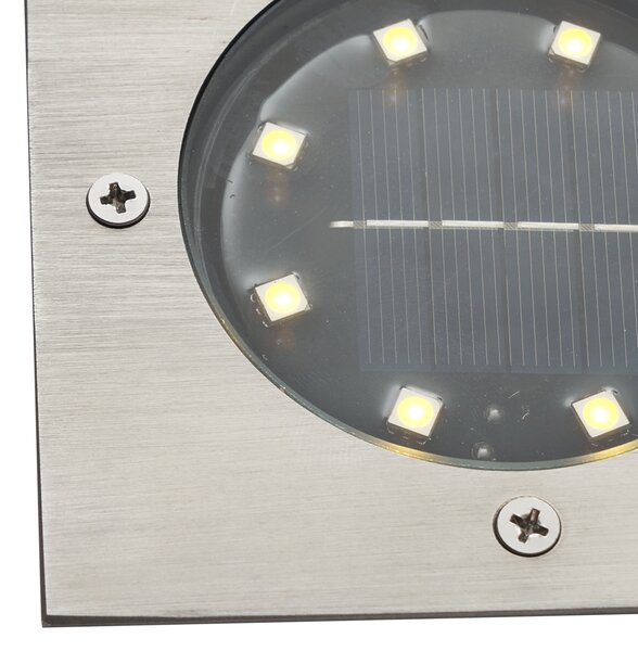 Комплект от 6 квадратни алуминиеви вградени подови спотове с LED IP65 соларни - Тери