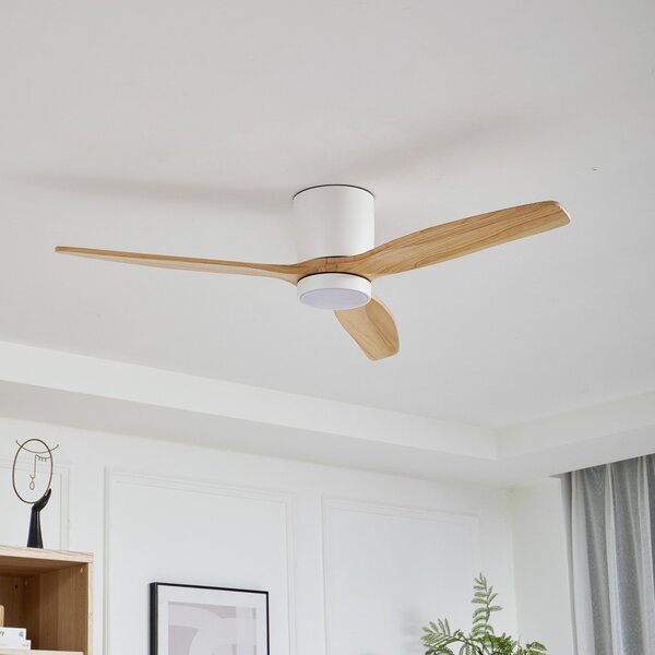 Lucande LED вентилатор за таван Faipari, бял, DC, тих, 132cm, Бял, Дневна/трапезария, Дървесина, Модерен