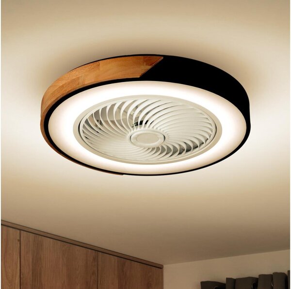 Brilagi-LED Димируемо осветително тяло с вентилатор LED/30W/230V 3000-6500K черно/дъб +ДУ