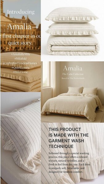 Бежово двойно удължено спално бельо от памук Renforcé 240x220 cm Amalia Striped – Mila Home Luxury