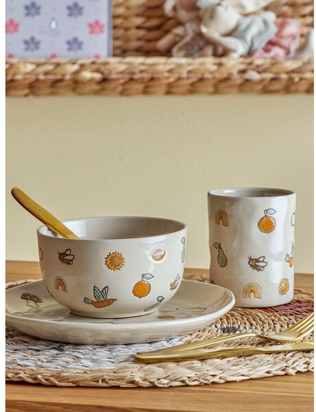 Глинен детски комплект за хранене 3 бр. Agnes – Bloomingville Mini