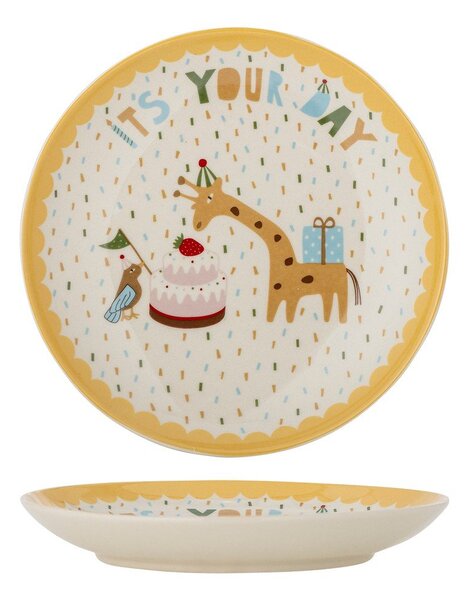 Жълта/кремава глинена детска чиния ø 16 cm Celebrate – Bloomingville Mini