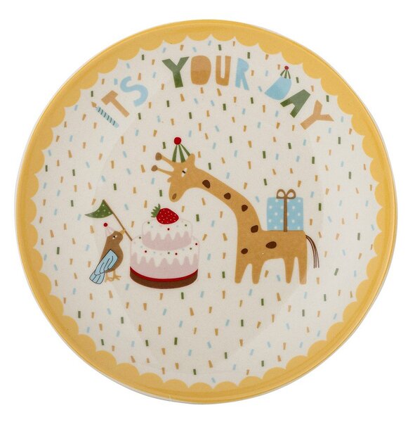 Жълта/кремава глинена детска чиния ø 16 cm Celebrate – Bloomingville Mini