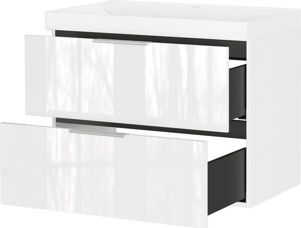 Бял гланцов стенен шкаф за мивка 81x65 cm Celano – Germania