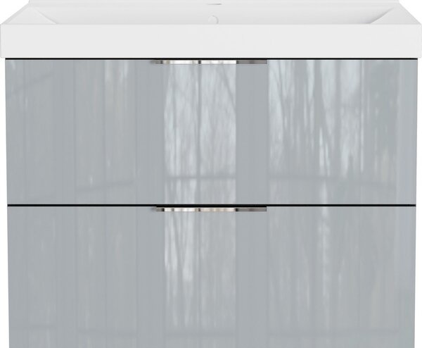 Сив гланцов стенен шкаф за мивка 81x65 cm Celano – Germania