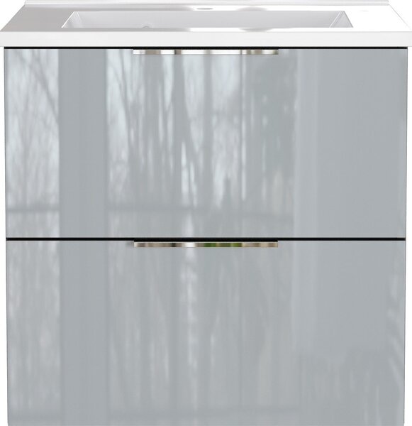 Сив гланцов стенен шкаф за мивка 61x61 cm Celano – Germania