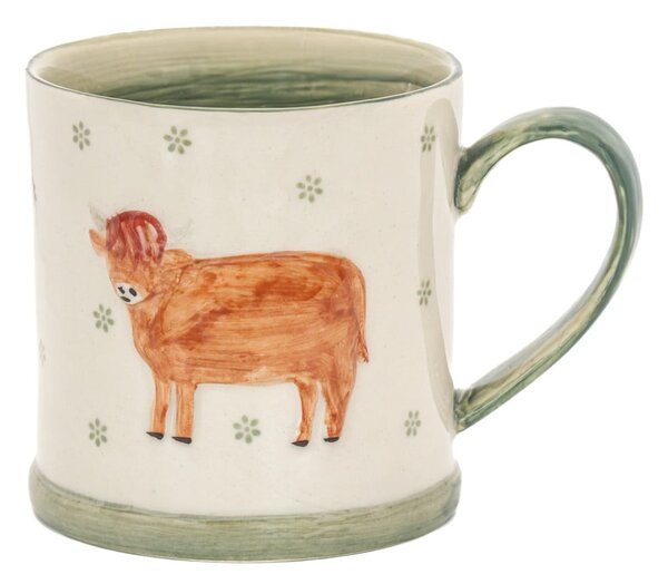 Зелено-бежова глинена чаша 225 ml Cow – Sass & Belle