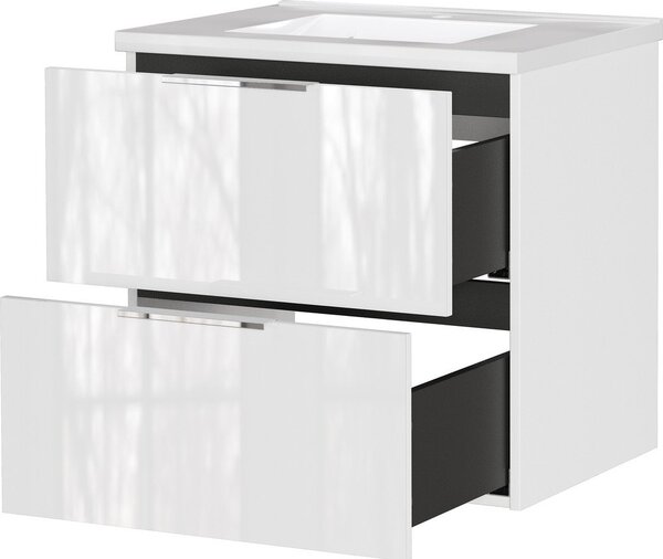 Бял гланцов стенен шкаф за мивка 61x61 cm Celano – Germania