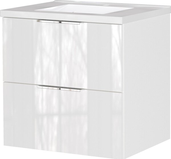 Бял гланцов стенен шкаф за мивка 61x61 cm Celano – Germania