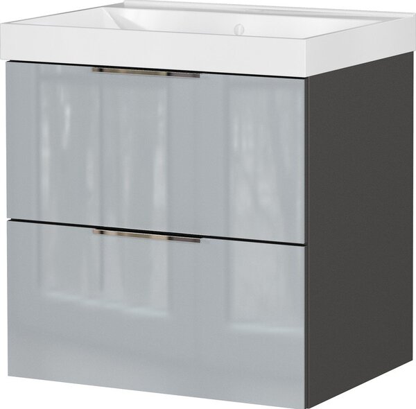 Сив гланцов стенен шкаф за мивка 61x65 cm Celano – Germania