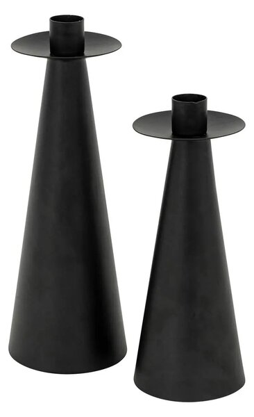 Свещник atmosphera Aut, Метал, Черен, 24 cm, 2 бр