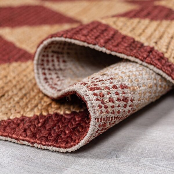Теракотен ръчно изработен килим със смес от юта 120x170 cm Effie Diamond – Flair Rugs