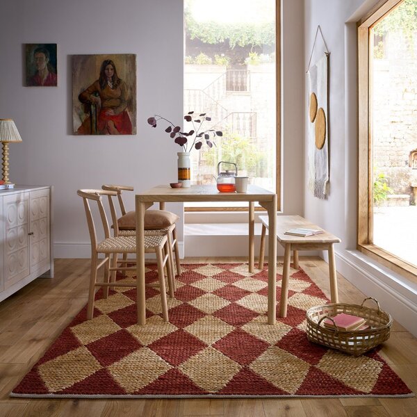 Теракотен ръчно изработен килим със смес от юта 120x170 cm Effie Diamond – Flair Rugs