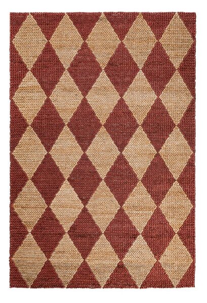 Теракотен ръчно изработен килим със смес от юта 120x170 cm Effie Diamond – Flair Rugs