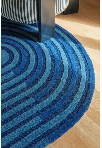 Тъмносин ръчно изработен вълнен килим 150x240 cm Conway Retro – Flair Rugs