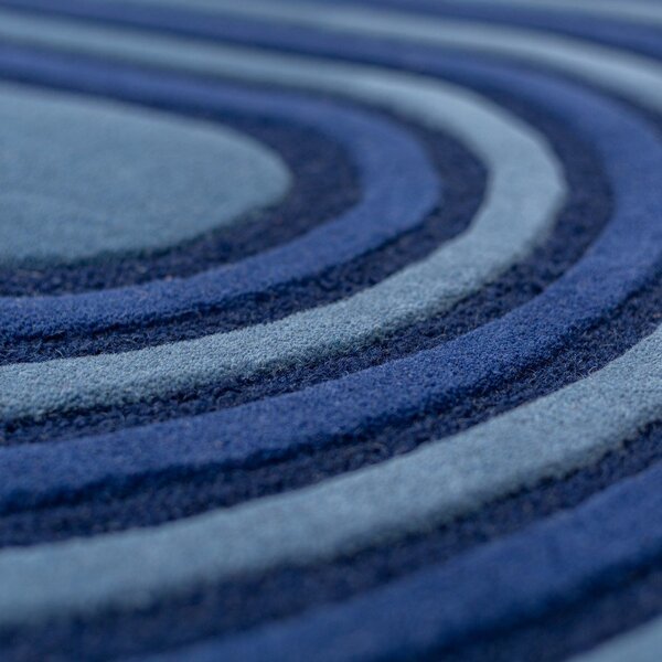 Тъмносин ръчно изработен вълнен килим 150x240 cm Conway Retro – Flair Rugs
