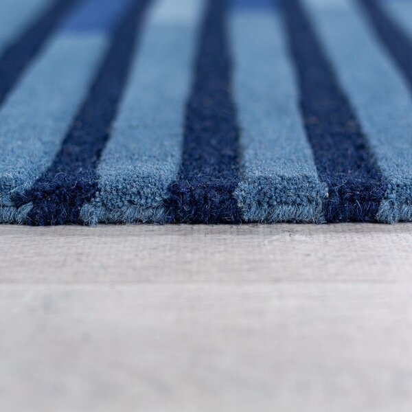 Тъмносин ръчно изработен вълнен килим 150x240 cm Conway Retro – Flair Rugs