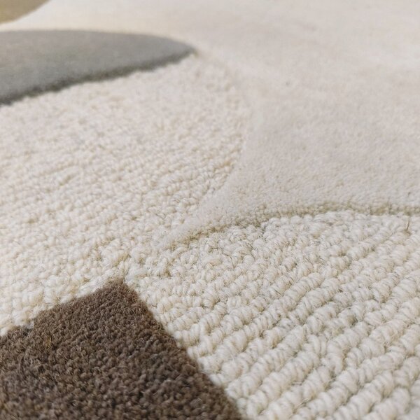 Сиво-бежов ръчно изработен вълнен килим 160x230 cm Mia Scallop Frame – Flair Rugs