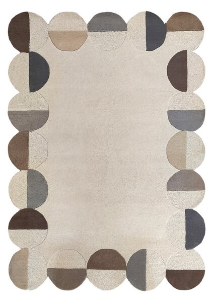 Сиво-бежов ръчно изработен вълнен килим 160x230 cm Mia Scallop Frame – Flair Rugs