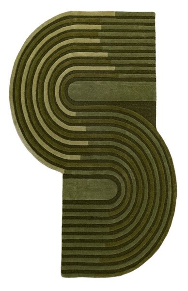 Зелен ръчно изработен вълнен килим 150x240 cm Conway Retro – Flair Rugs