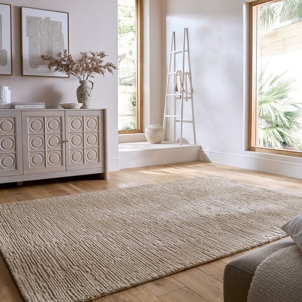 Бежов ръчно изработен вълнен килим 160x230 cm Harris Boucle – Flair Rugs