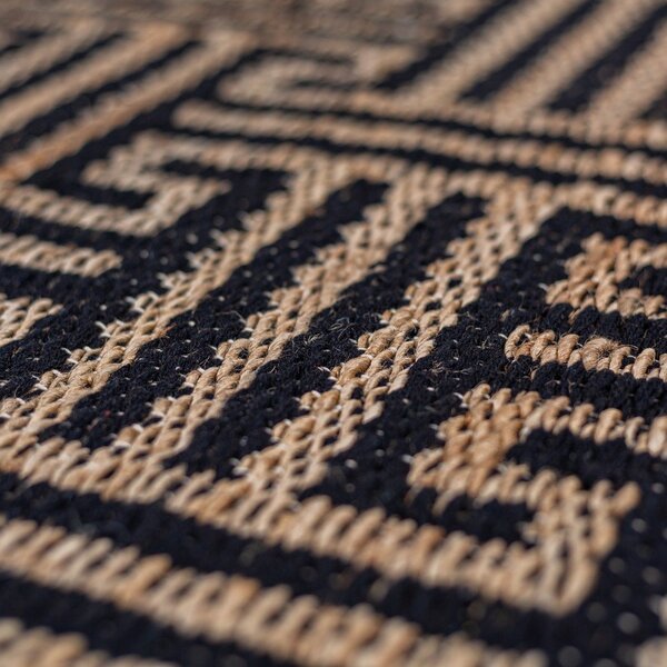Черен/естествен ръчно изработен килим със смес от юта 160x230 cm Meander Jute – Flair Rugs