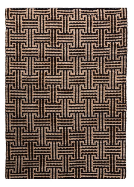 Черен/естествен ръчно изработен килим със смес от юта 160x230 cm Meander Jute – Flair Rugs
