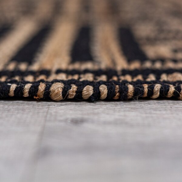 Черен/естествен ръчно изработен килим със смес от юта 160x230 cm Meander Jute – Flair Rugs