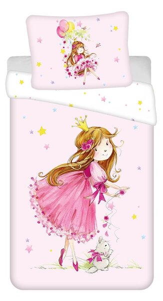 Розово единично памучно детско спално бельо 140x200 cm Fairy – Jerry Fabrics