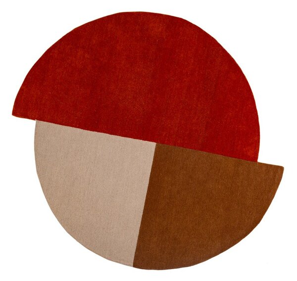 Ръчно изработен вълнен кръгъл килим в тухлен цвят ø 150 cm Mia Segment – Flair Rugs