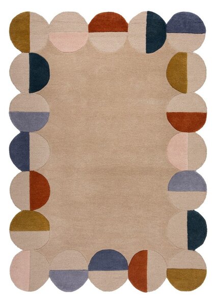 Бежов ръчно изработен вълнен килим 160x230 cm Mia Scallop Frame – Flair Rugs