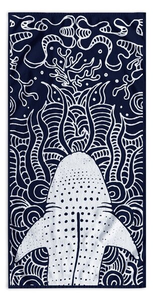 Тъмносиня плажна кърпа 90x180 cm Shark - DecoKing