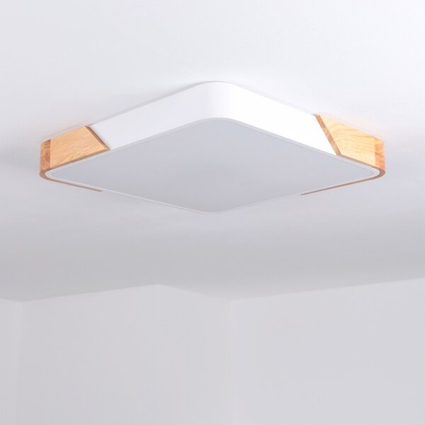 Brilagi - Димируемо LED осветително тяло PILANA LED/48W/230V дъб/бяло 42x42 см + дистанционно управление