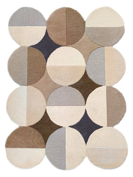 Сиво-бежов ръчно изработен вълнен килим 120x170 cm Mia Ellipse – Flair Rugs