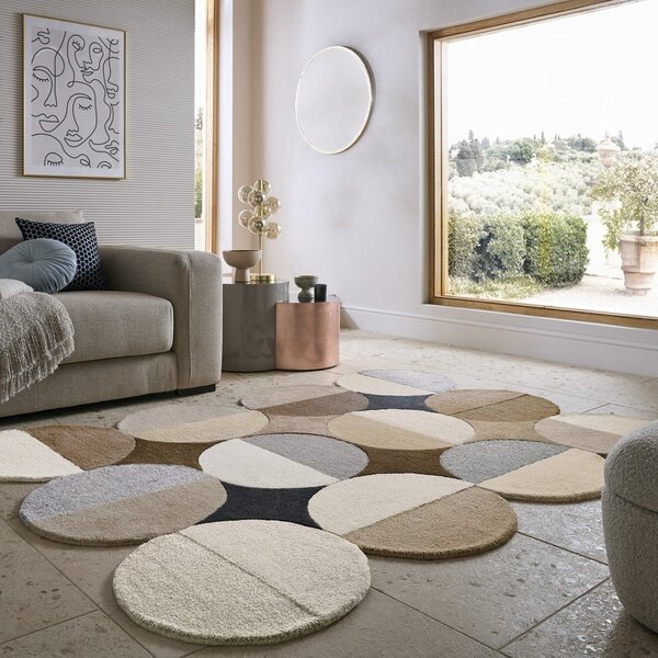Сиво-бежов ръчно изработен вълнен килим 120x170 cm Mia Ellipse – Flair Rugs
